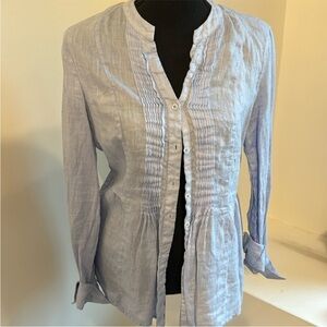 Light Blue linen Women's Button-Up Top
